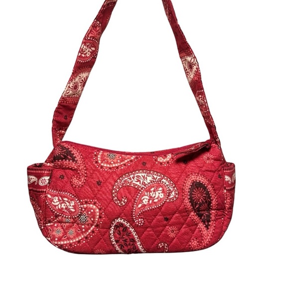 Soon Vintage Vera Bradley Small Maggie Satchel & Coin Purse Mesa Red Paisley Set - Picture 8 of 16